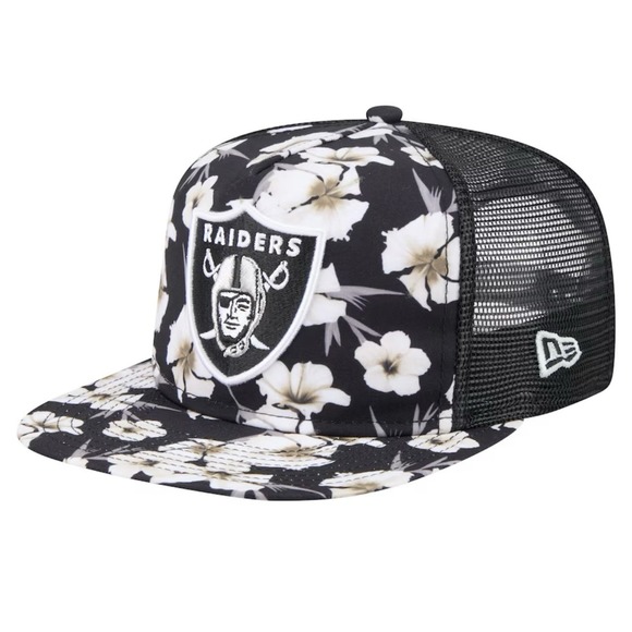 Men's Las Vegas Raiders New Era‎ Black Adventure Pattern Golfer Snapback Hat NEW